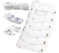 SULPO Cordones elásticos sin atar, 100 cm de largo, cierre rápido de goma plana, sin cordones, Blanco, Talla única para todos