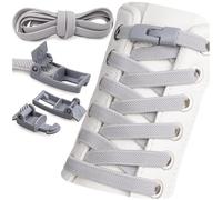 SULPO Cordones elásticos sin atar, 100 cm de largo, cierre rápido de goma plana, sin cordones, gris claro, talla única