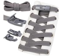 SULPO Cordones elásticos sin atar, 100 cm de largo, cierre rápido de goma plana, sin cordones, gris, talla única