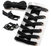 SULPO Cordones elásticos sin atar, 100 cm de largo, cierre rápido de goma plana, sin cordones, Negro , Talla única para todos