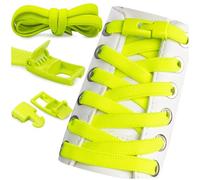 SULPO Cordones elásticos sin atar, 100 cm de largo, cierre rápido de goma plana, sin cordones, verde neón, talla única