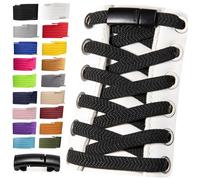 SULPO Cordones sin atar, 2 pares de cordones de cierre rápido, cordones elásticos, 100 cm de largo, cordones de goma planos, cordones para zapatillas sin cordones, Negro , talla única