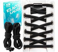 SULPO Cordones sin atar - Cordones redondos de liberación rápida - Cordones elásticos, Cordones de Goma, Cordón Elástico para adultos y niños - Cordones para zapatos, Negro, talla única