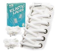 SULPO Cordones Sin Atar - Redondos de Liberación Rápida - Elásticos para Adultos y Niños - para Zapatos, Blanco 2 Pares, Talla Única