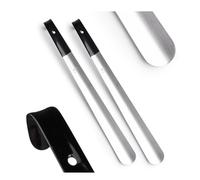 SULPO Juego de 2 Calzador de Zapatos - Calzadores de Acero Inoxidable y Aluminio, Orificio para Colgar y Mango de Goma - Ideal para Ancianos, Mujer Embarazada y Discapacitados