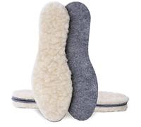 SULPO Pack 2 Pares Plantillas de Invierno - Plantillas Extra Gruesas de Lana y Fieltro Sintético de 13,7 mm - Lana de Oveja Natural Cálida - Forros Térmicos Transpirables - Tallas: 36-46