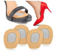 SULPO Plantillas de piel para mujer con acolchado de látex, almohadillas para juanetes, almohadillas para antepié, almohadillas para tacones altos, sandalias autoadhesivas, 2 pares, beige