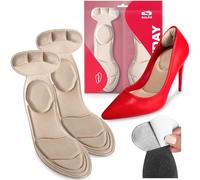 SULPO Plantillas para mujer - Plantillas para stilettos, tacones altos y pumps - Plantillas autoadhesivas y antideslizantes con protección del talón - Plantillas para zapatos