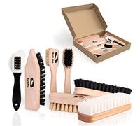 SULPO Set de cepillos para calzado 7 piezas - Cepillos para aplicar pasta - Cepillos de pulido - Cepillo para suciedad - Cepillo con cerdas de latón y nylon - Cepillo de goma crepé para nubuck.