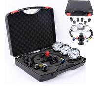 SULQING Kit Profesional De Prueba De Presión Hidráulica para Excavadoras con Acoplamiento y Manómetro De Punto De Prueba Incluido︱Hidráulico Completo 3 Manómetros︱6 Accesorios 1 Mangueras