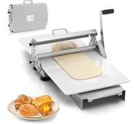 SULQING Laminadora de Masa Doméstica Plegable,Countertop Manual Dough Sheeter con Grosor Ajustable 0.5-25 Mm,Panel Grande Antiadherente,Acero Inoxidable Manual para Cocinas Pequeñas