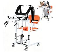 SULQING Silla Transferencia Personas Mayores Hidráulica,Elevador Hidráulico para Pacientes,Doble Freno, Asiento Dividido 180°, Altura 41-65cm, 200kg, 4 en 1 para Ducha, WC, Comedor, Cama
