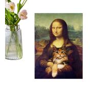 Sulxyi Arte Mural Femenino,Cuadros al Óleo Divertidos con Mujeres - Cuadros de Sala con Mujer Sosteniendo un Gato,para Dormitorio, Hotel, Baño, Lugar de Trabajo, Hogar,