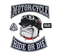 Suma Shop Juego de 5 parches bordados termoadhesivos para motocicleta, diseño de bulldog bordado en Pilot Motorcycle, para chaleco de moto, para decorar ropa de moto, chaleco DIY