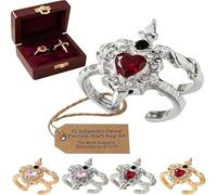 Sumcalio Juego de piercings de espada ajustable vintage con forma de corazón, anillos góticos con diamantes de imitación, joyería entrelazada, Metal, No.
