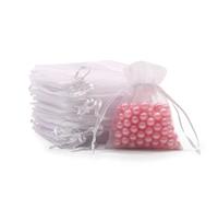 SumDirect 100 piezas 7x9cm Transparente Bolsas de Organz Pequeñas Cordón Bolsas Joyas de Regalo Boda Favores Blanco