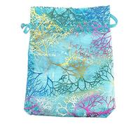 SumDirect 100Pcs 13x18cm Coral Pattern Organza Bags Wedding Party Gift Favor Bolsa Bolsas de joyería para Navidad, Baby Shower (Azul)