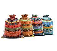 SumDirect 20 Bolsas de Arpillera de Lino Étnico Egipcio, Medianas y Ligeras, de Joyería Transpirables Con Cordón de Almacenamiento, de Yute para Bodas