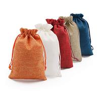 SumDirect 20 bolsas de regalo de arpillera de 12,7 x 17,78 cm, color mezclado, bolsas de joyería de lino con cordón para regalos, joyas y almacenamiento
