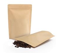 SumDirect 50 bolsas de papel kraft de 17 x 24 cm, reutilizables, con cierre hermético, forradas, con apertura por rasgado, para almacenar aperitivos, té y bebidas