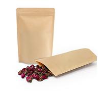 SumDirect 50 piezas con cierre de cremallera Kraft Cerradura Levántese las bolsas Bolsas de comida con papel de aluminio resistente forrado para el almacenamiento de alimentos (13x21cm)