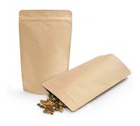 SumDirect 50Pcs 15x24cm Kraft Stand Up Bolsas para alimentos, Zip Lock Bolsas de empaque reutilizables para almacenar, galletas, té y bebidas
