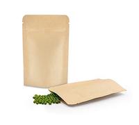 SumDirect 50Pcs 9x14cm Kraft Stand Up Bolsas de alimentos, Zip Lock Bolsas de empaque reutilizables para almacenar, galletas, té y bebidas