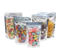 SumDirect 50Pcs aluminio reutilizable hoja con cierre Zip bolsa de pie de alimentos con muesca para almacenamiento de alimentos (13 x 20 cm)
