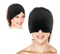 SumDirect Tapas de hielo para aliviar la migraña, paquete de gel de terapia fría reutilizable para dolores de cabeza, tensión, senos nasales, ojos hinchados, alivio del estrés (negro)