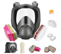 Sumeber 19 en 1 traje completo reutilizable respirador de cara completa, máscara de gas máscara de cara completa con filtro, máscara antipolvo industrial para pulverizar, moler, gases ácidos, humedad