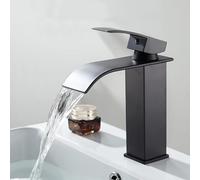 Sumeber Grifo de baño, cascada, grifo de baño de acero inoxidable, grifo de lavabo, cascada con caño de altura 110 mm, grifo monomando para lavabo de agua caliente y fría, grifos mezcladores de baño