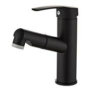 Sumeber - Grifo de baño con grifo de lavabo extraíble con 2 tipos de chorro, apto para lavabos de mesa, mezclador caliente y frío (ducha extensible, negro)