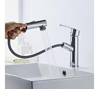 Sumeber Grifo para Lavabo con Rociador Extraíble - 2 Modos de Rociado para Baño - Adecuado para Lavabos Sobre Encimera - Mezclador Frío y Caliente