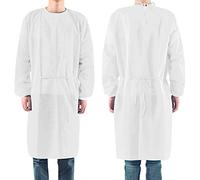 Sumedtec - Pack de 10 Bata blanca Larga Desechable de Aislamiento. Bata de Manga larga.