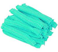 Sumedtec - Pack de 100 gorros verdes desechables no tejidas, elásticas, antipolvo, para el cabello, médicos, para médicos, laboratorios, enfermeras, tatuajes, servicio de comida, hospital