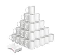 Sumex Juego de 36 tazas de café de cerámica blanca de sublimación de 11 onzas para té, leche, latte, cacao caliente