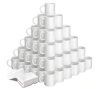 Sumex Juego de 48 tazas de café de cerámica blanca de sublimación de 11 onzas para té, leche, latte, cacao caliente
