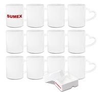 SUMEX tazas de sublimación,11 onzas sublimación blanco tazas cerámica blanca taza con asa de corazón,juego de 12