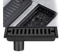 Sumidero de Piso Rectangular, 20x10cm Desagüe de Piso de Acero Inoxidable Negro Trampa de Olores Desagüe de Piso Ducha con Doble Filtro para Inodoro Baño Desagüe Cocina Balcón