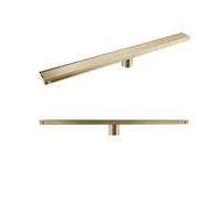 Sumidero Terraza Desagüe de suelo for baño, desagüe ducha invisible, colador, accesorios cocina, acero inoxidable(Brushed gold 900mm)