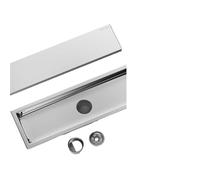 Sumidero Terraza Desagüe de suelo for baño moderno, acero inoxidable, con cubierta reversible, inserto azulejo, desagüe ducha lineal(400 * 100 * 58mm)