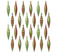Sumind 24 Piezas Adornos de Gota Navideña Bolas para Árbol de Navidad, 16 x 3 cm, Colgantes de Plástico Brillantes de Menta para Decorar el Árbol de Navidad(Lindo,Rojo, Verde, Brillante)