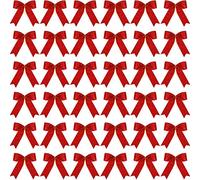 Sumind 36 Piezas Lazo Brillante Decoración de Fiesta Árbol de Navidad Lazo de Cinta de Navidad para Corona, Guirnalda (Rojo)