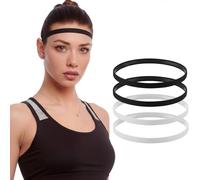 Sumind 4 Piezas de Diadema Deportiva Diadema Elástica Antideslizante Gruesa Banda de Pelo de Fútbol para Mujeres y Hombres, Negro y Blanco