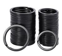 Sumind 40 Piezas Llaveros Planos Llaveros Aros Llaveros de Anillos Divididos de Metal Llavero de Anillos Partidos para Llaves de Coche Hogar Etiqueta de Perros, 1 y 1,25 Pulgadas, Color Negro
