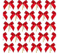 Sumind 48 Arcos de Navidad con Lazo Rojo para árbol de Navidad, decoración (3 x 2,94 Pulgadas)