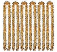 Sumind 6 Piezas de Guirnalda Metálico de Navidad 39,4 Pies de Oropel de Navidad Decoración Colgante para Árbol de Navidad Corona Boda Fiesta (Dorado Plateado)