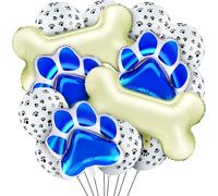 Sumind Juego de 46 globos temáticos de perro con estampado de pata de perro y globos de aluminio en forma de hueso para mascotas, suministros de fiesta de cumpleaños (azul oscuro)