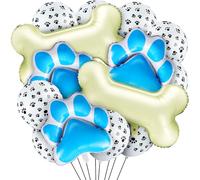 Sumind Juego de 46 globos temáticos de perro con estampado de pata de perro y globos de aluminio en forma de hueso para mascotas, suministros de fiesta de cumpleaños (azul claro)