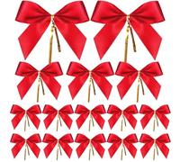 Sumind Lazos rojos para decoración de Navidad, lazo de cinta para árbol de Navidad, corona de Navidad, decoración de regalo (36 piezas, tamaño S/M/L)
